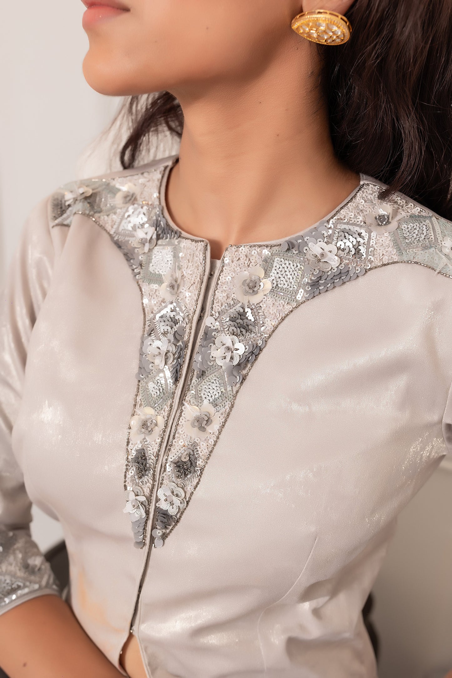 Silver Statement Indo-Western Jacket and Skirt Ensemble