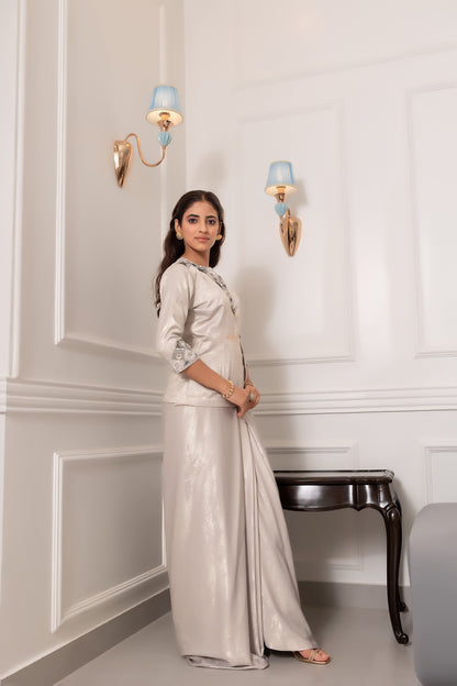 Silver Statement Indo-Western Jacket and Skirt Ensemble