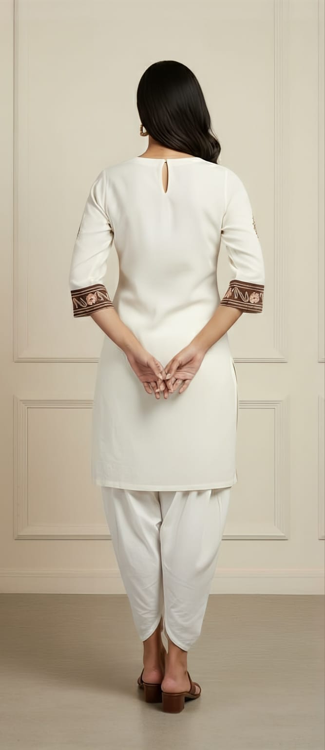 Off White Khadi Kurti with Matching Pants