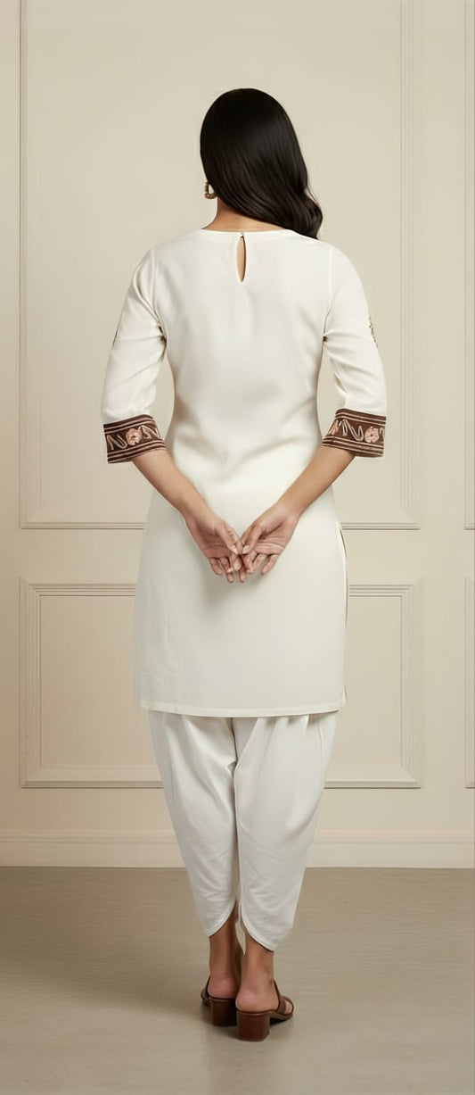 Off White Khadi Kurti with Matching Pants