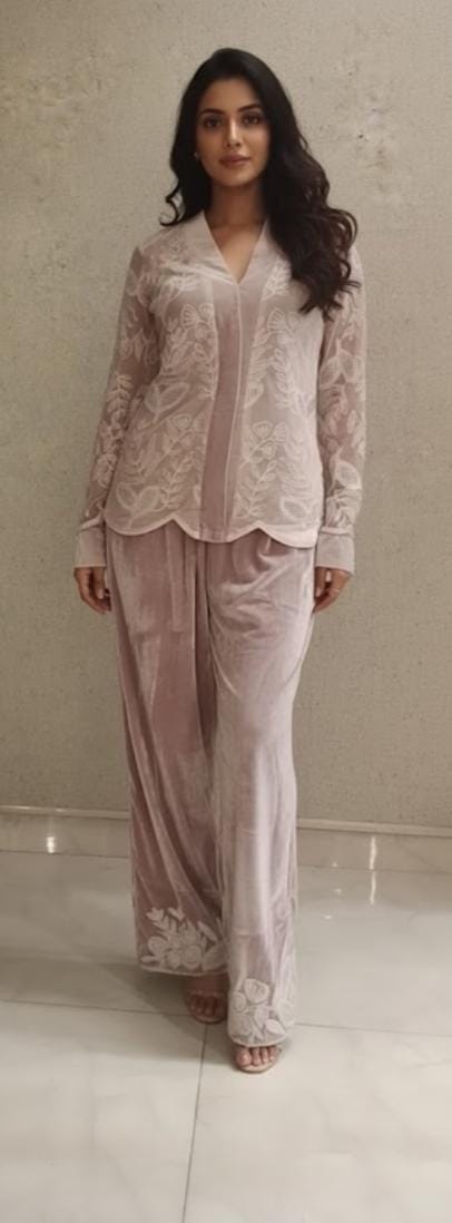 Lavender Soft Velvet Co-Ord Set with Elegant Premium Finish