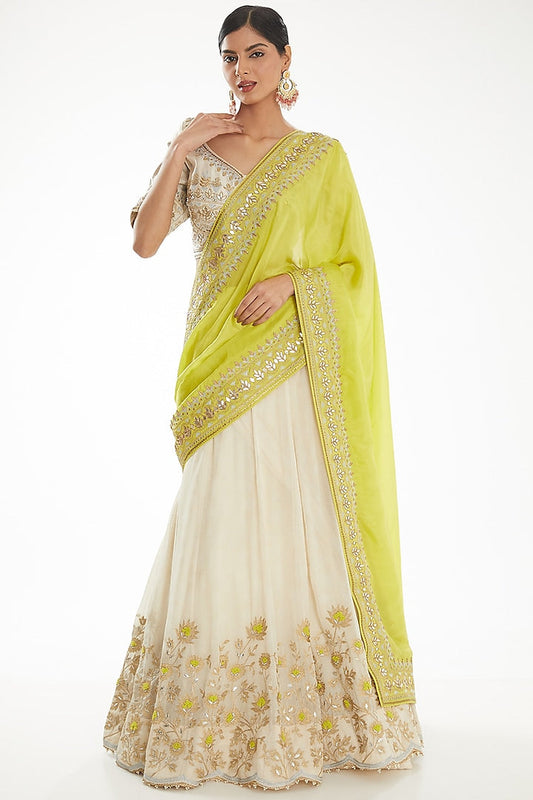 Luxury Embroidered Blouse Floral Lehenga Saree
