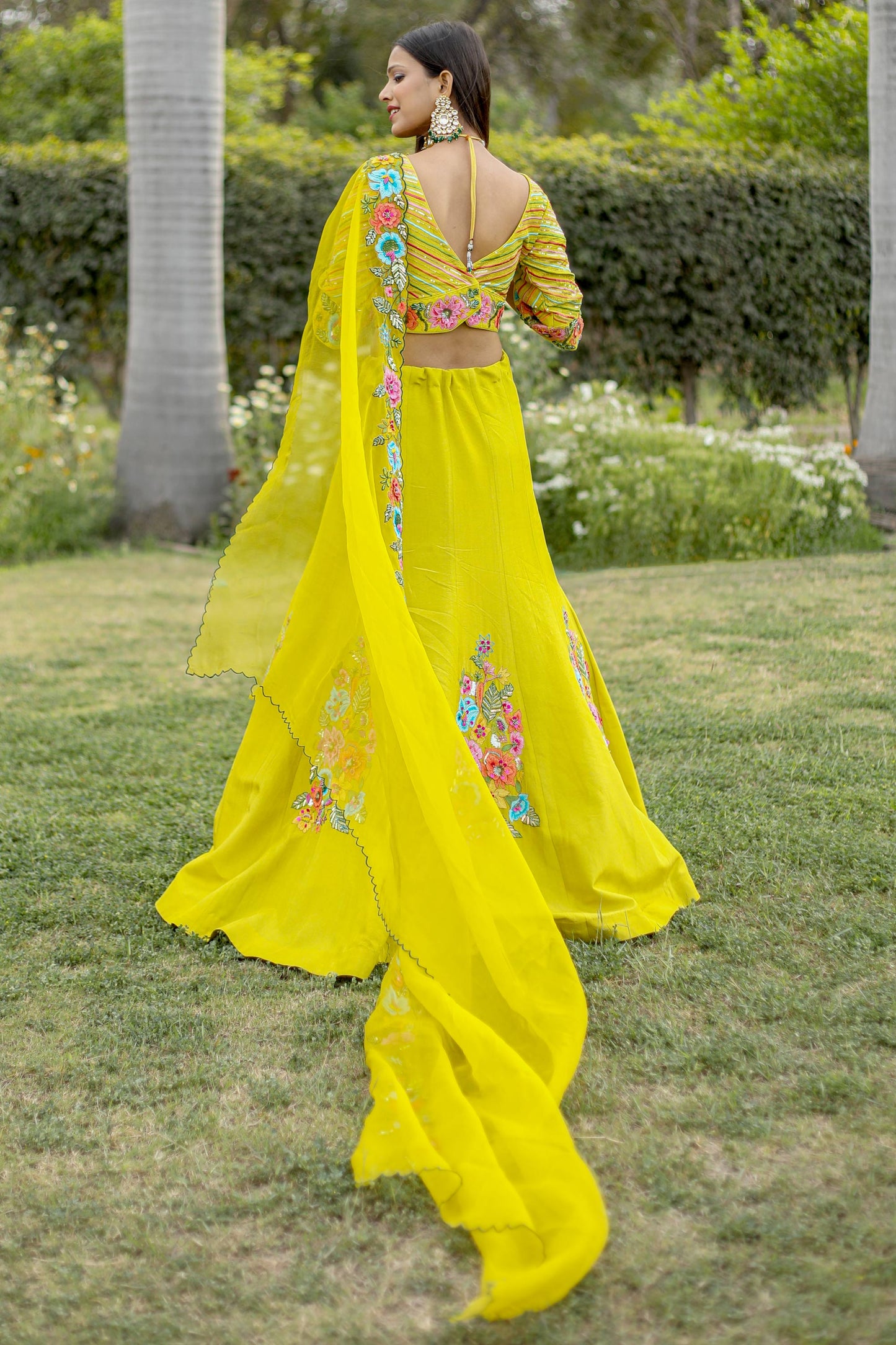 Parrot Green Lehenga Set With Heavy Embroidered Blouse And Matching Dupatta