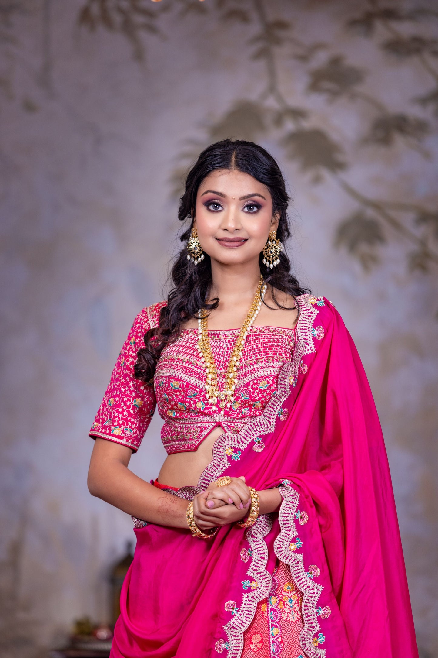 Royal Magenta Brocade Lehenga with Heavy Zari Embellished Blouse and Silk Dupatta