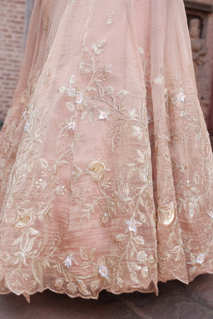 Onion Pink Lehenga Choli with Embellished Blouse and Matching Dupatta