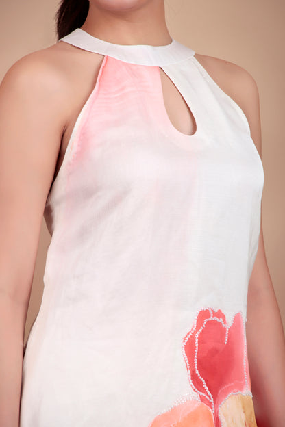 Off White Handprinted Linen Corset