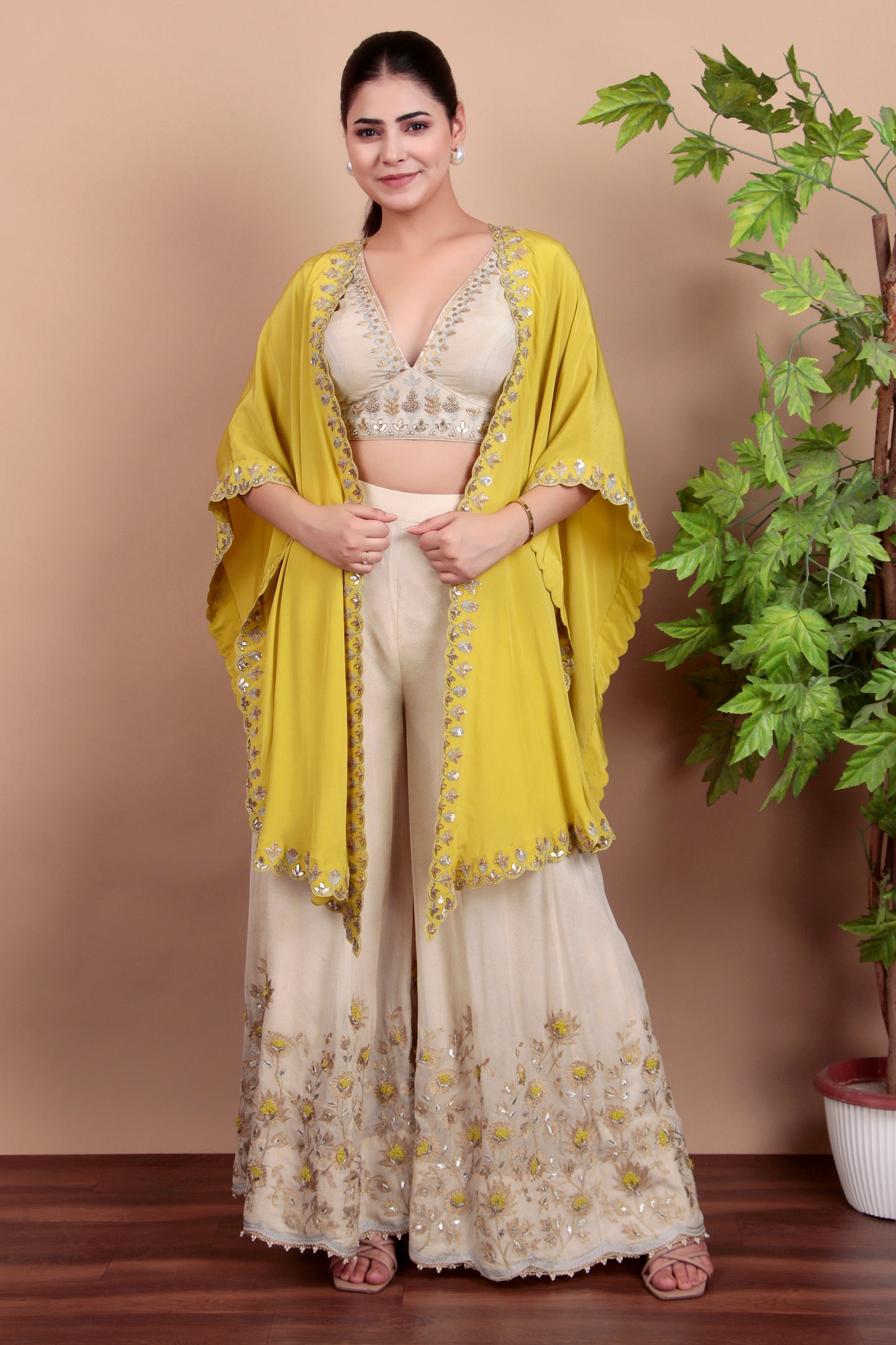 Off White & Green  Indowestern