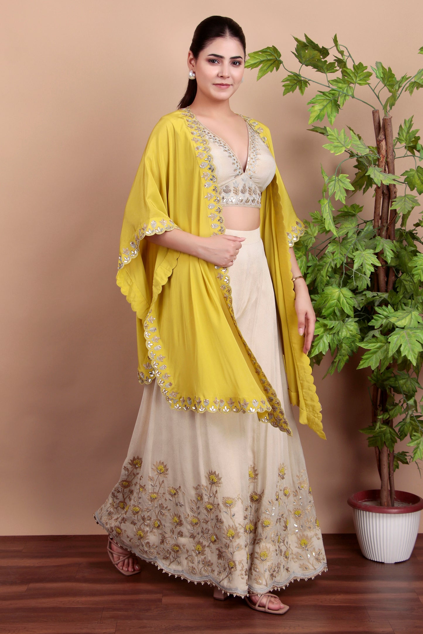 Off White & Green  Indowestern