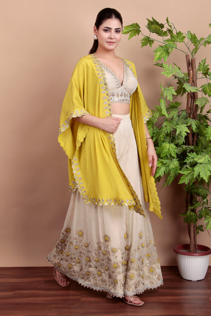 Off White & Green  Indowestern