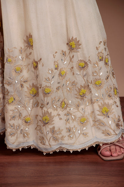 Off White & Green  Indowestern