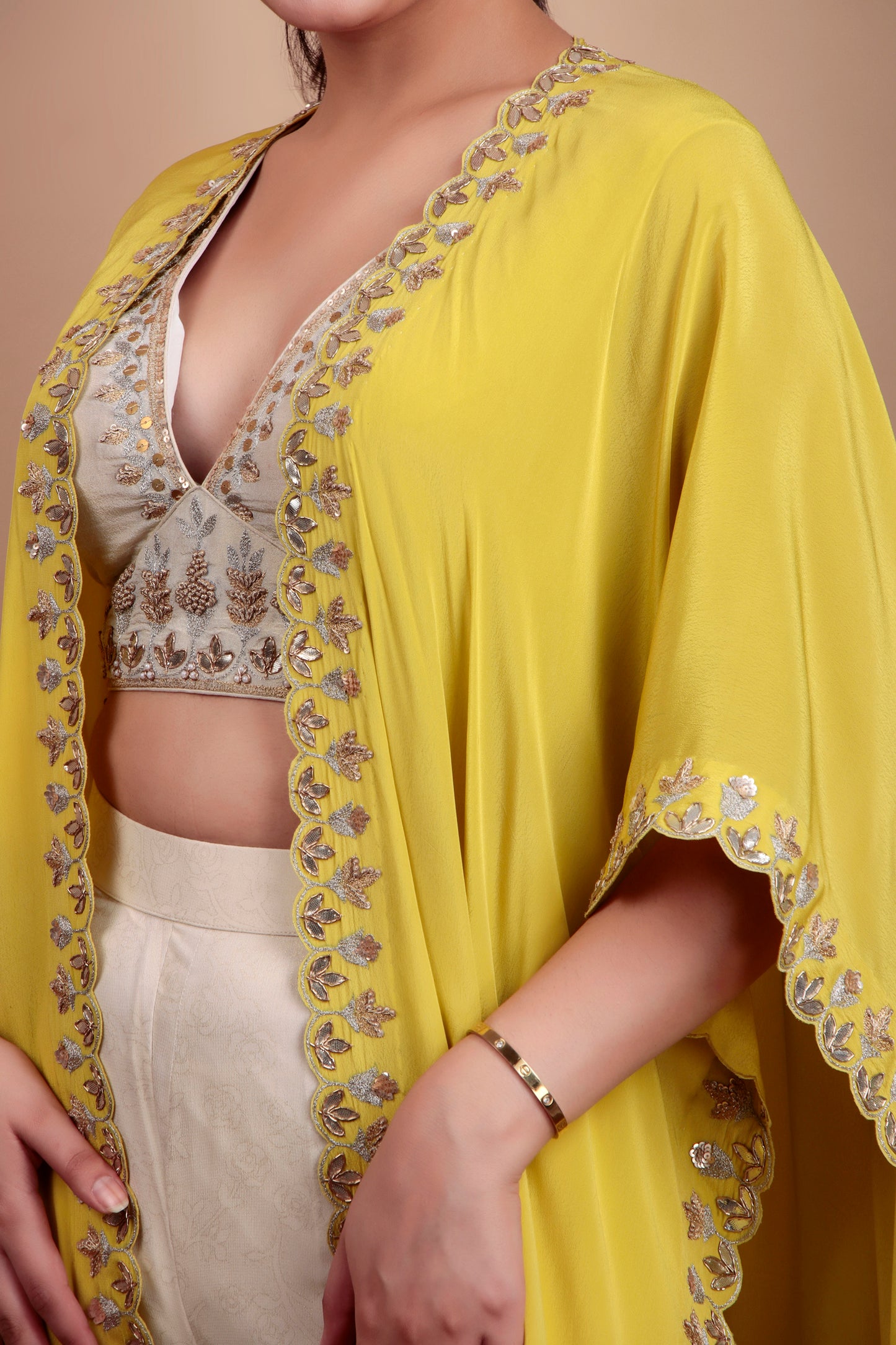 Off White & Green  Indowestern