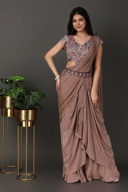 Luxury Pearl and Cutdana Crystal Mouse Drape Saree for Women