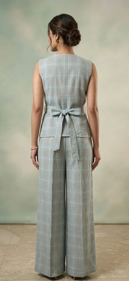 Powder blue checkered co-ord set