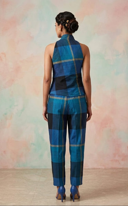 Navy  Blue Checkend Co-ord Set