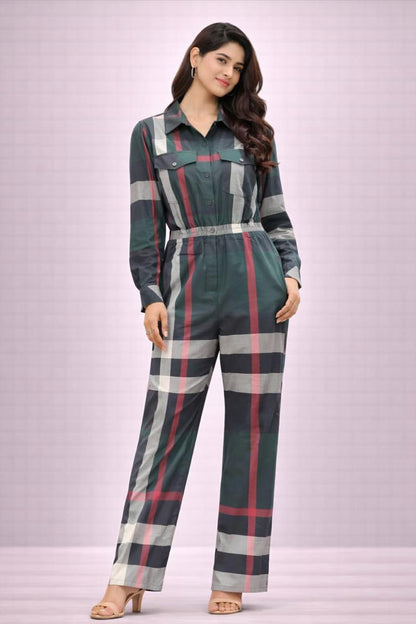 Chic Checked Waist-Fit Jumpsuit