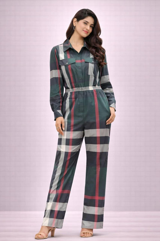 Chic Checked Waist-Fit Jumpsuit