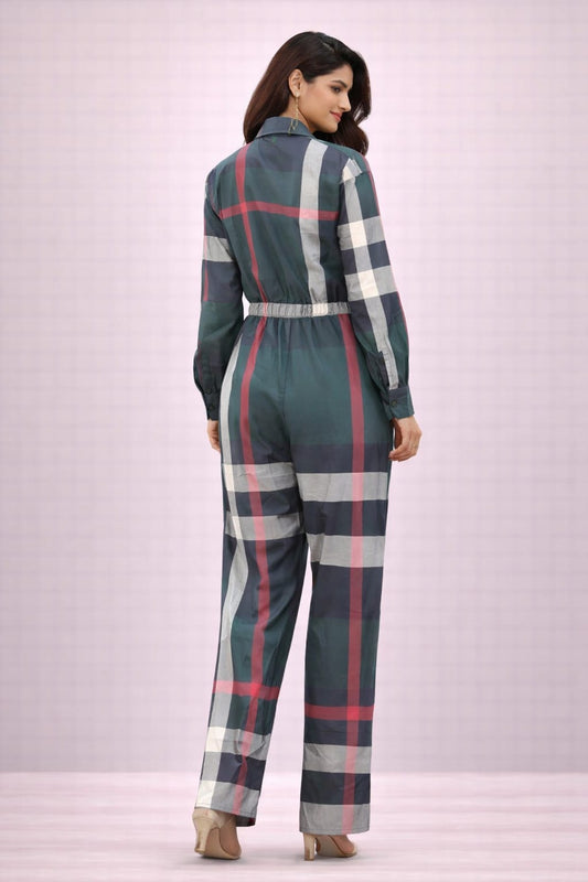 Chic Checked Waist-Fit Jumpsuit
