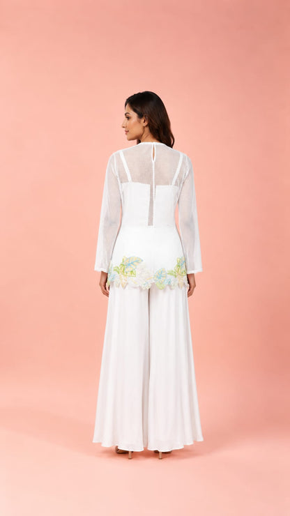 Ivory Indo-Western Flared Palazzo Set
