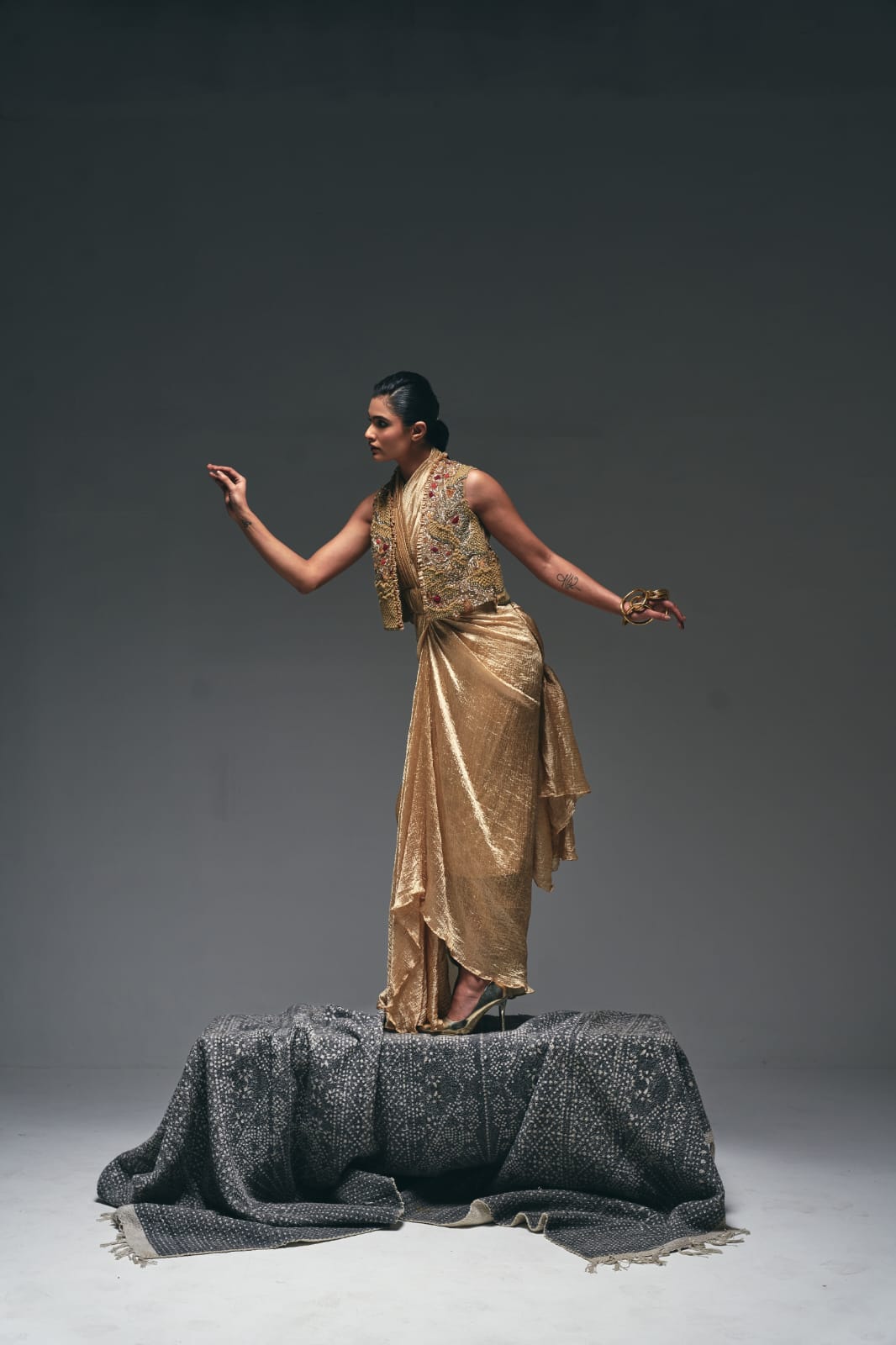 tissue drape saree