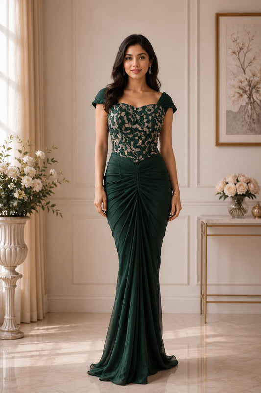 Green two piece indo western