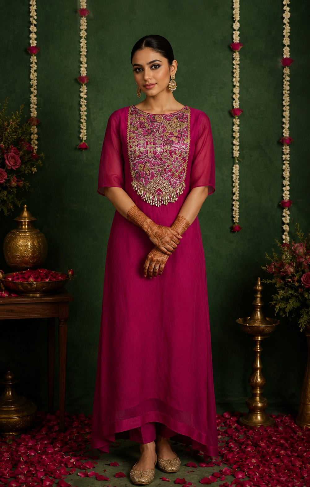 Organza Embroidered long suit set