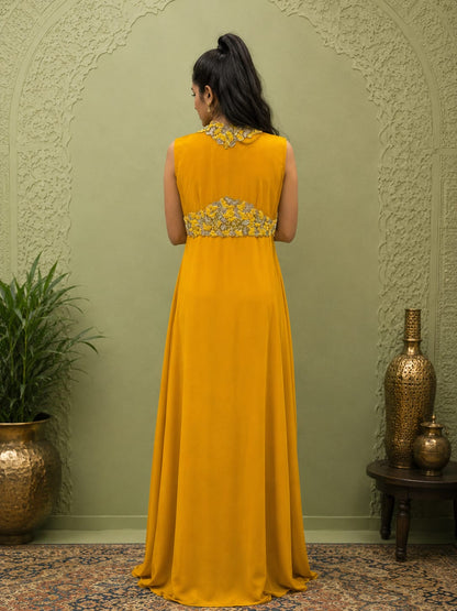 Long Dress with Embroidered Jacket