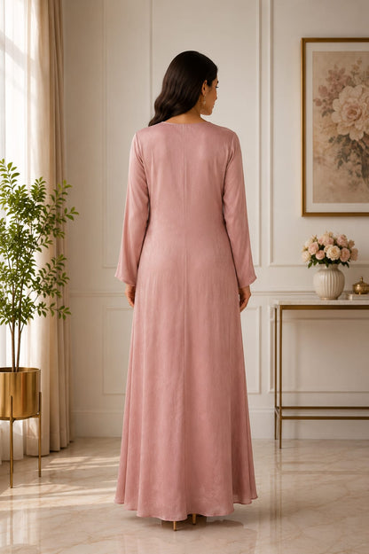 Blush Pink Solid Flared Cowl Dress