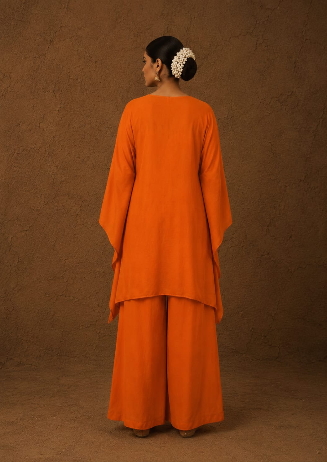 Burnt Orange Embellished Kaftan Co-Ord Set with Palazzo