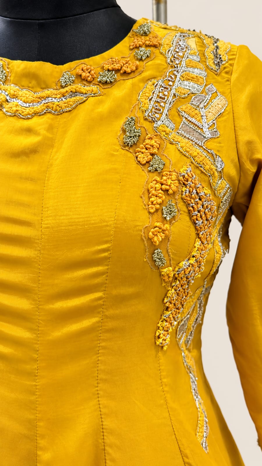 Mustard yellow Kurta with Flared Sharara Set