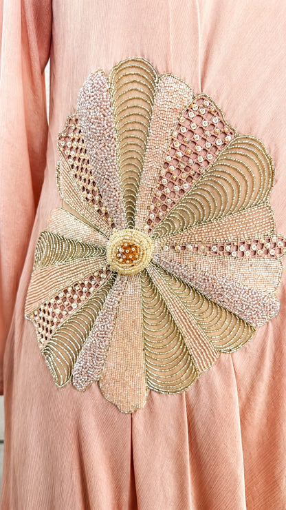 Blush Pink Solid Flared Cowl Dress