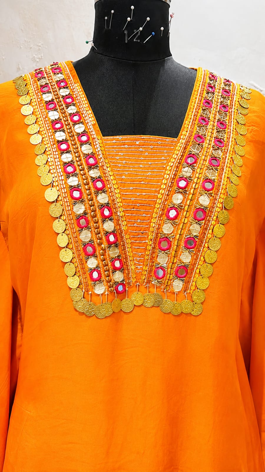 Burnt Orange Embellished Kaftan Co-Ord Set with Palazzo