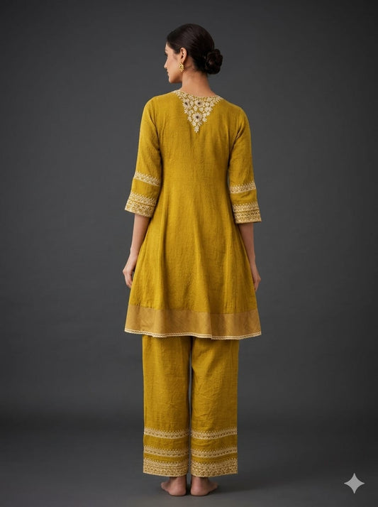 Elegant Olive Green Anarkali Kurta Set