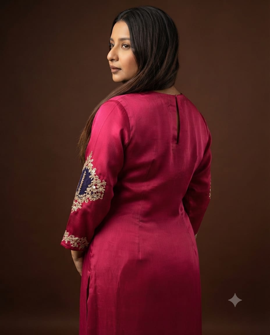 Wine Luxury Bandhej Suit Set with Bottoms