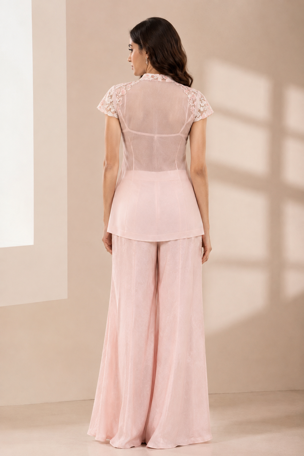 Pastel blush-pink 3Pcs co-ord  with a  elegant and feminine look.