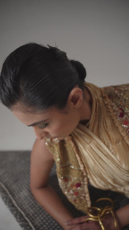 tissue drape saree