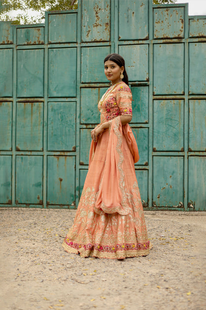 Brick Corset Lehenga