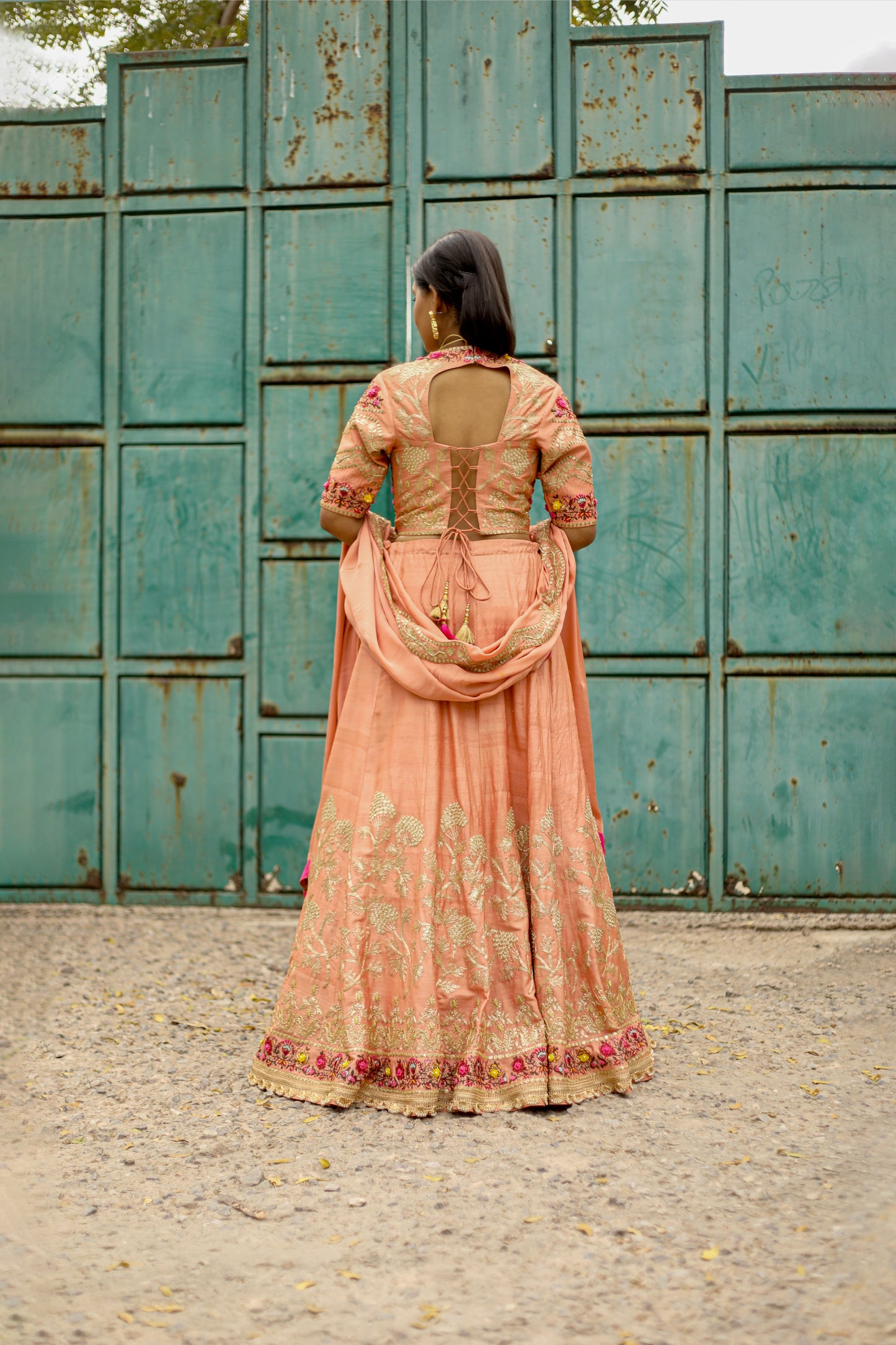 Brick Corset Lehenga
