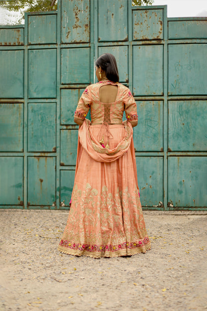Brick Corset Lehenga