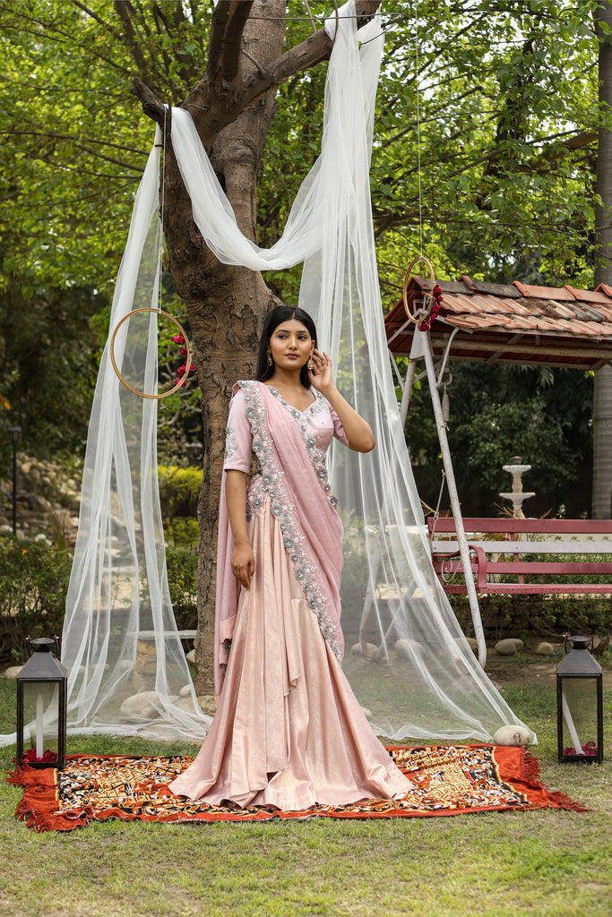 Onion pink  cocktail Saree