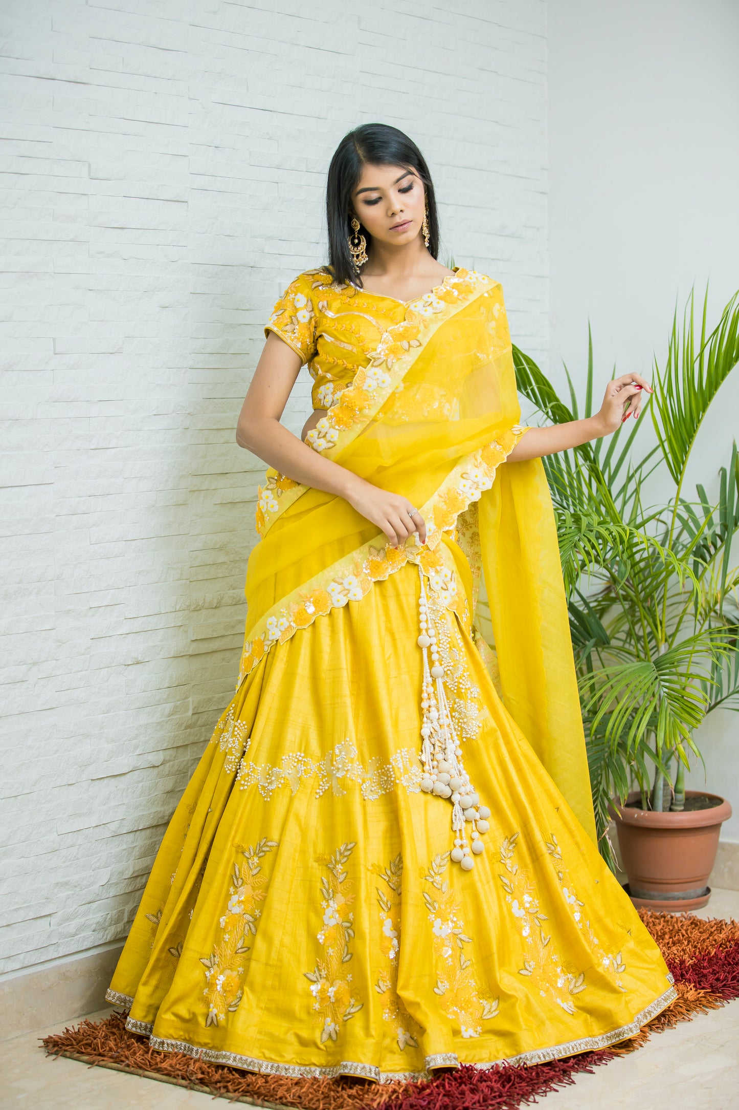 Haldi taser Silk Lehenga