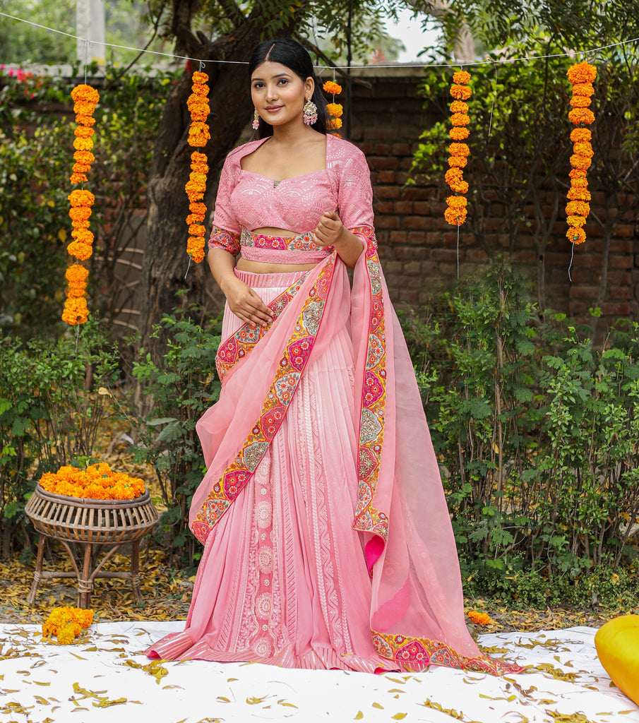 Pink Lakhnavi Concept Saree