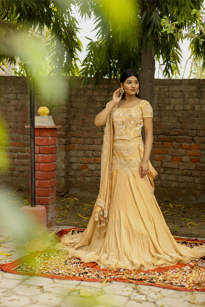 Golden Corset Drape Saree